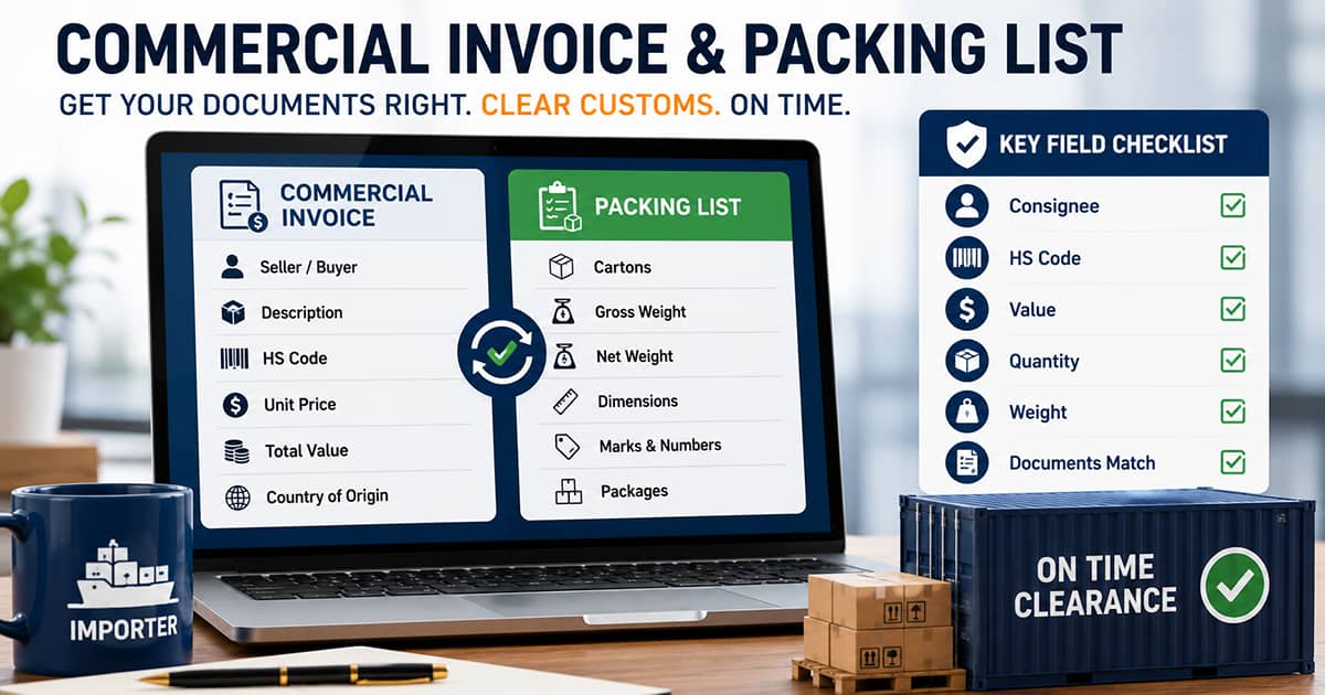 Invoice Packing List Simple Commercial Invoice Packing List Shipping Checklist